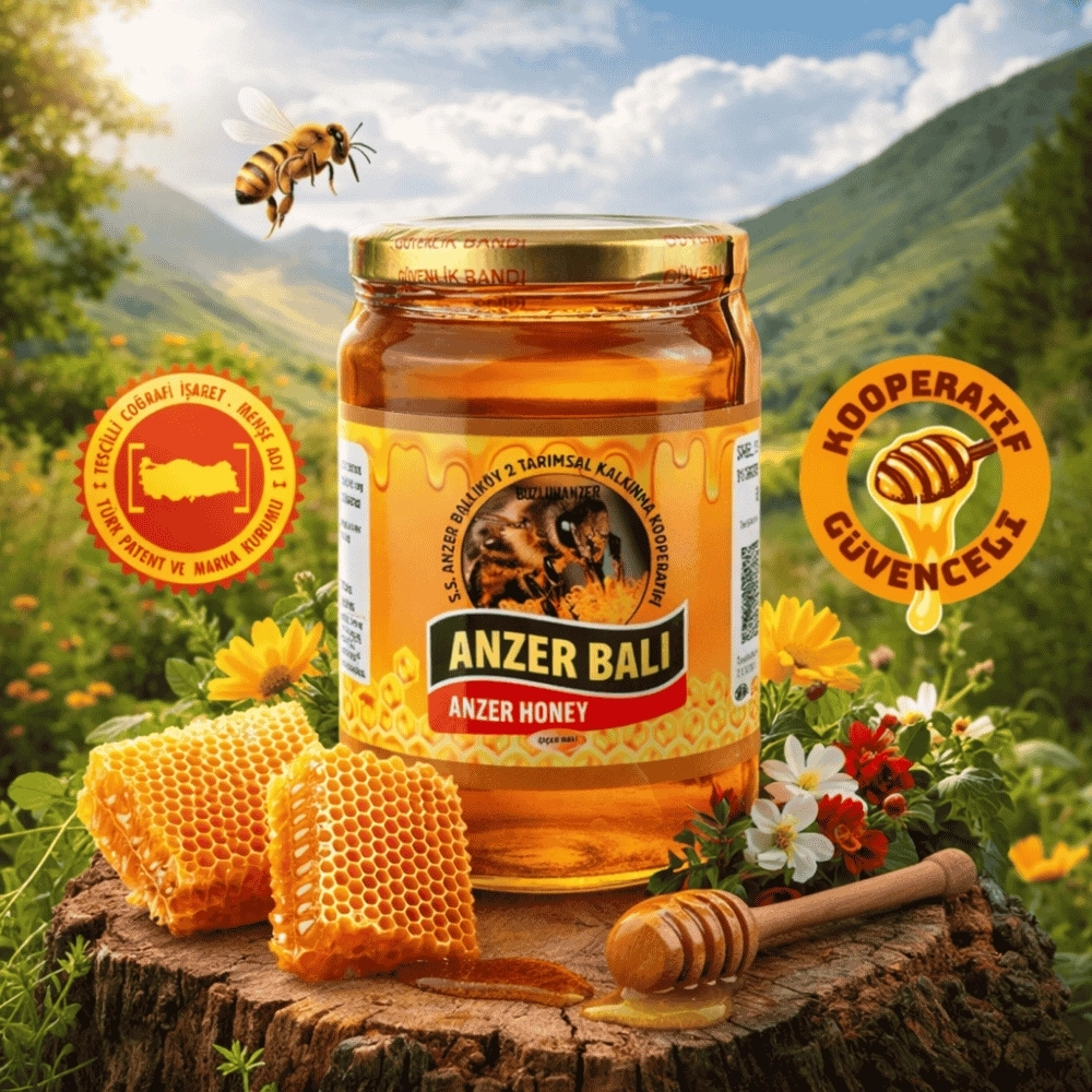 Coğrafik İşaretli Anzer Balı (Net: 970 g) | Doğal Anzer Yayla Balı