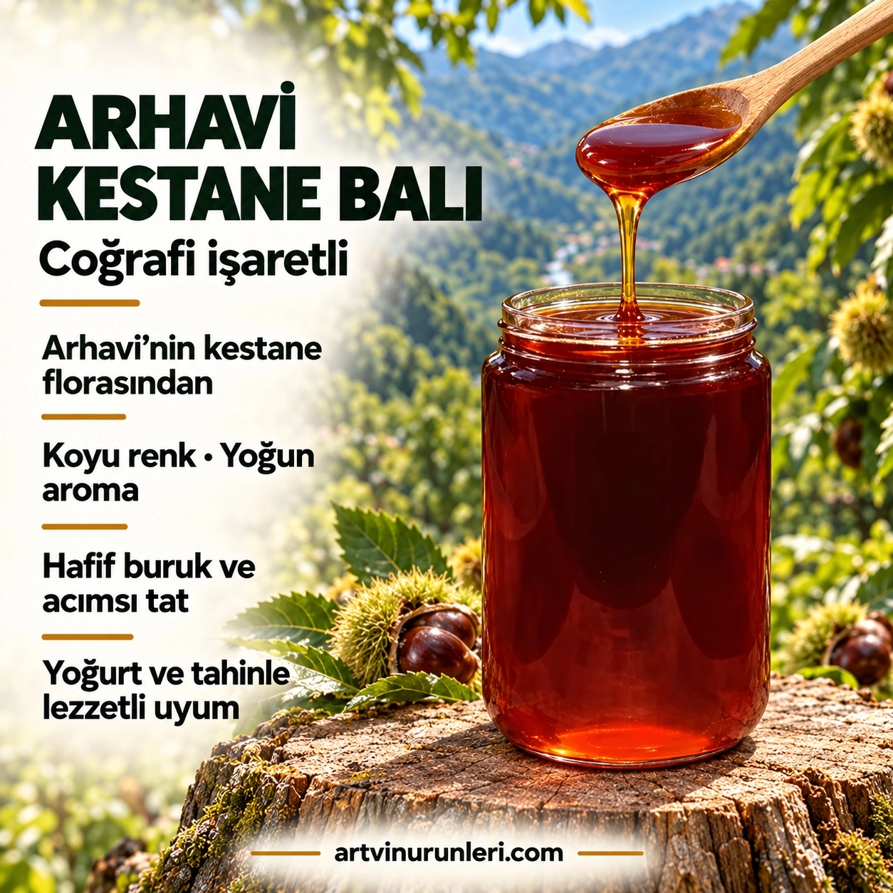Arhavi Kestane Balı 500 g | Coğrafi İşaretli Kestane Balı