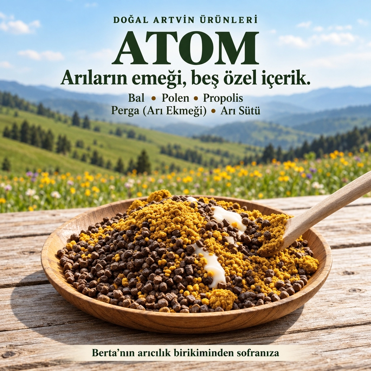 Arı Ürünleri Karışımı Atom 250 g | Bal, Polen, Propolis, Perga ve Arı Sütü