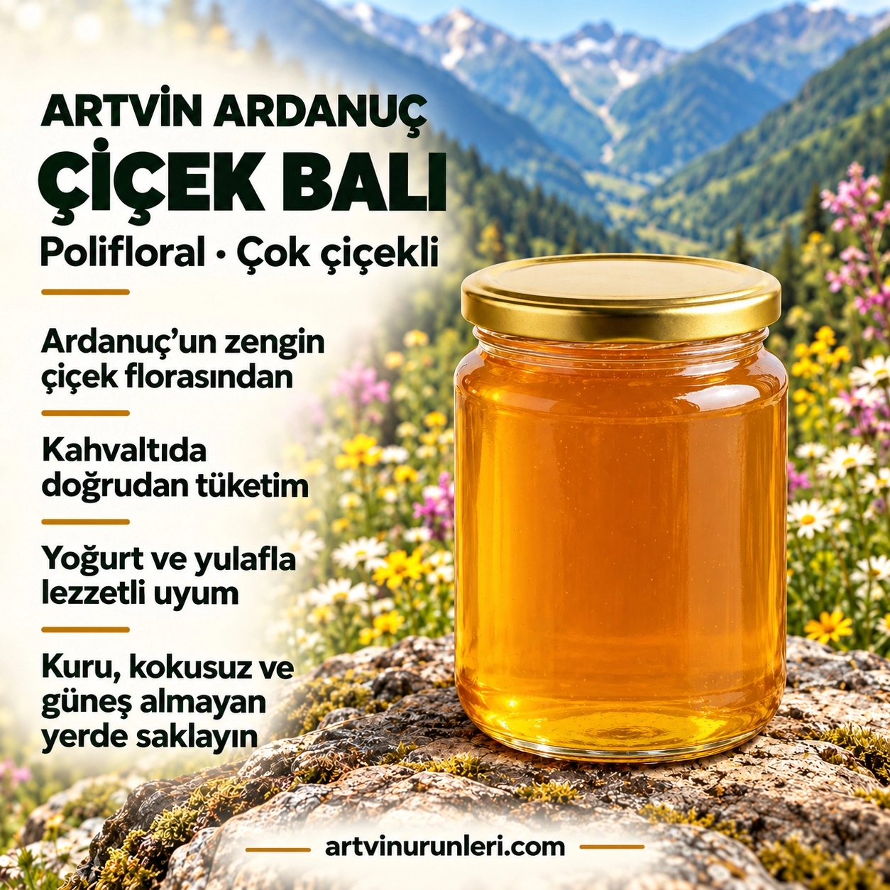 Ardanuç Çiçek Balı 500 g | Zengin Nektar Polifloral Balı