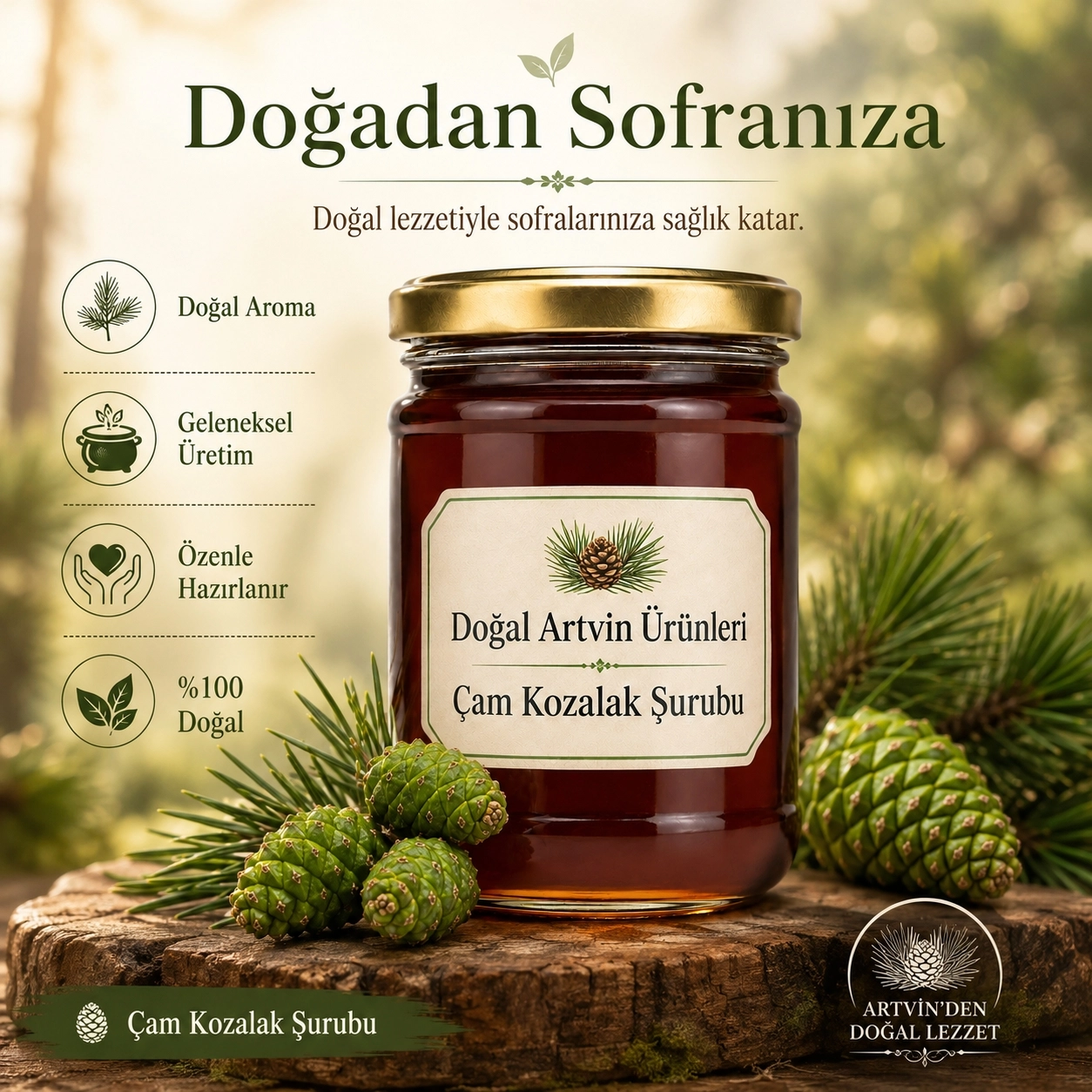 Kozalak Şurubu 400 g | Artvin Ormanlarından Ladin, Köknar ve Çam Kozalak Şurubu