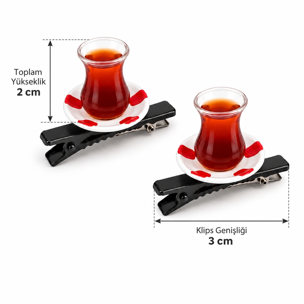 Çay Bardağı Saç Tokası 2’li | Çocuklar İçin Aksesuar Toka