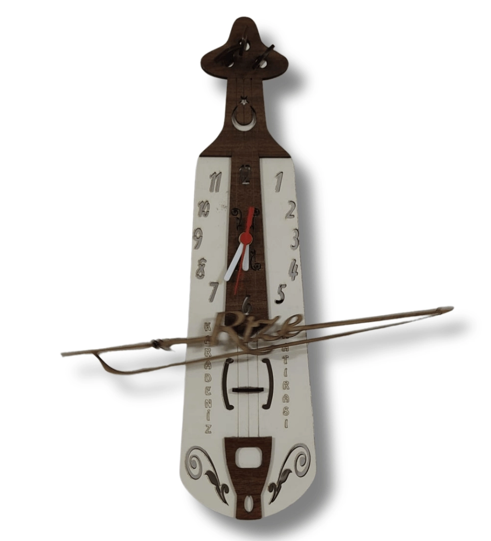 Dekoratif Kemençe Ahşap Duvar Saati 