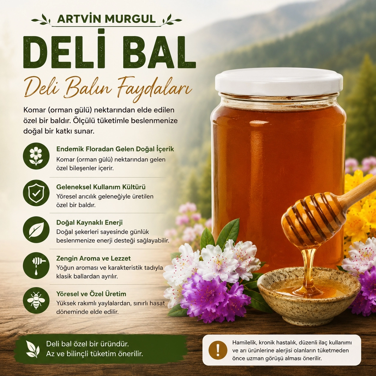 Artvin Murgul Deli Bal (Hakiki Komar Balı) | 500 gr