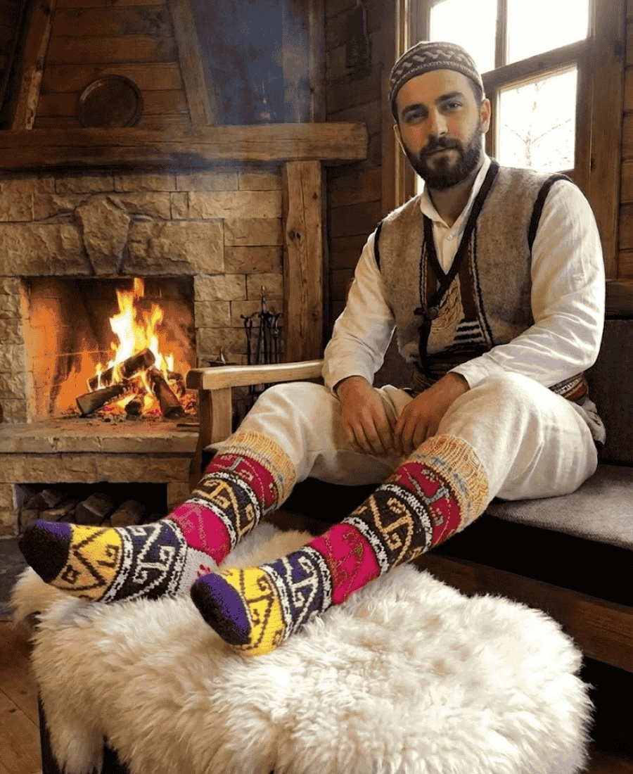 Yöresel Doğal Yün Çorap  (Bir Çift 