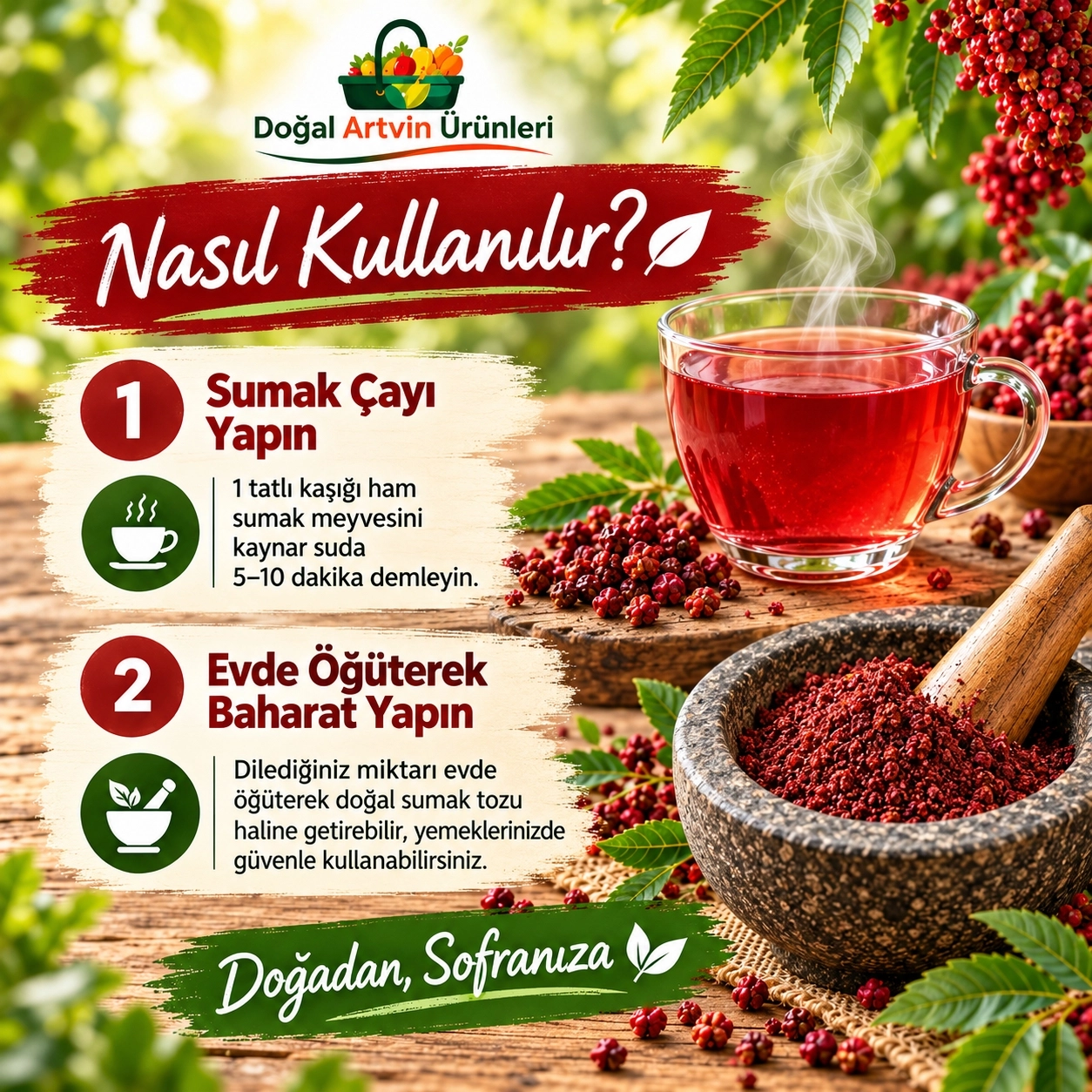 Tane Sumak 100 g | Artvin’den %100 Katkısız Ham Sumak Meyvesi (Öğütülmeye Uygun)