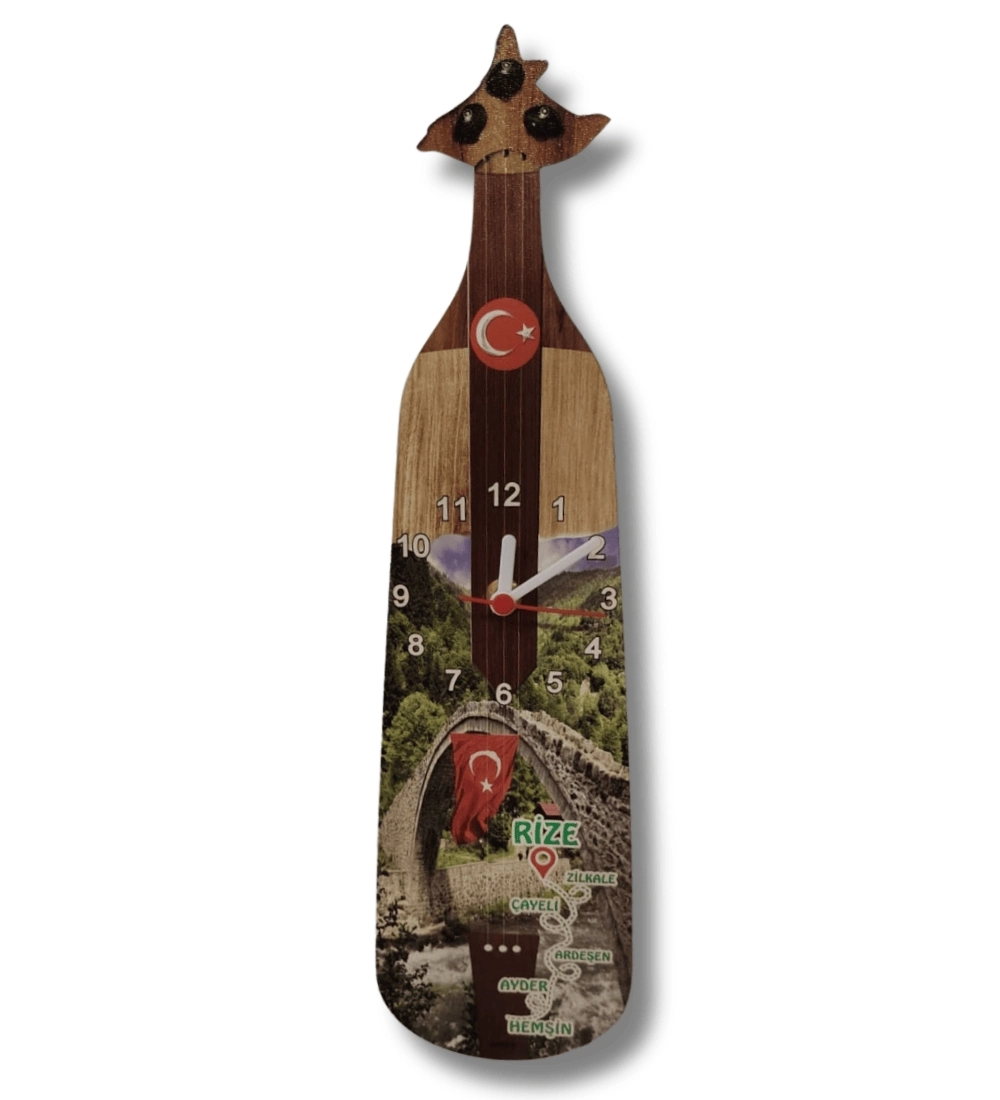Dekoratif Kemençe Ahşap Duvar Saati 