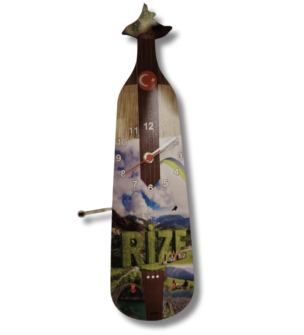 Dekoratif Kemençe Ahşap Duvar Saati 
