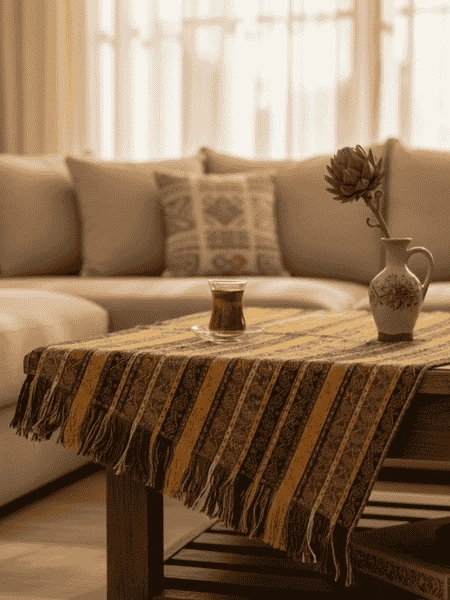 Keşan Dokuma Kalın Şal / Masa Örtüsü (110×110 cm)