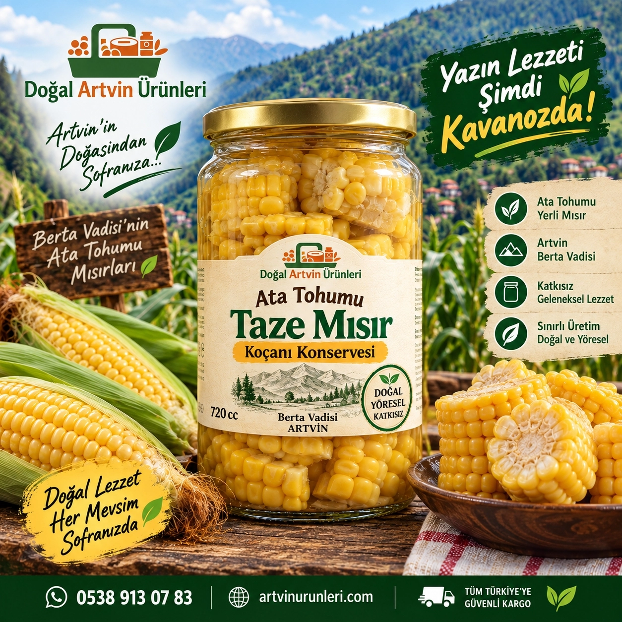 Taze Mısır Konservesi (720 ml ) | Ata Tohumu Yerli Mısır Koçanı